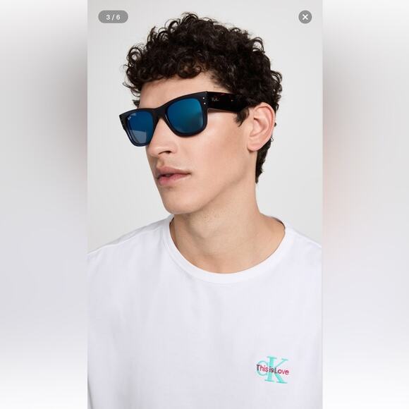 NEW Ray-Ban Mega Wayfarer Unisex Sunglasses in Trans Dark Blue/Grey Mir Blue